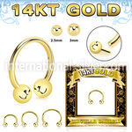 gcbb 14 karat gold threadless push in horseshoe 16g balls