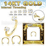 gcbzi 14 karat yellow gold horseshoe 16g cz internal