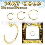 gcln 14 karat gold clip on nose ring flat back