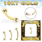 ggbnb25 18 k gold threadless pushin curved barbell 16g balls