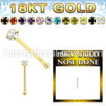 ggnbzm1 18 karat gold nose bone 22g color cz prong set
