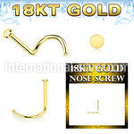 ggsrd1 18 karat gold nose screw 22g plain gold round top