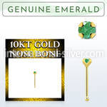 ginbge10 10kt gold nose bone with a 2mm prong set emerald