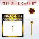 ginbge2 10kt gold nose bone with a 2mm prong set garnet