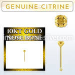 ginbge6 10kt gold nose bone with a 2mm prong set citrine stone