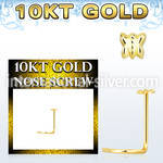 gisbt 10kt gold nose screw with a 2.5mm gold butterfly top