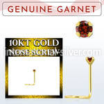 giscge2 10kt gold nose screw with a 2mm prong set garnet stone