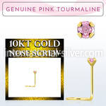 giscge3 10kt gold nose screw with 2mm prong set pink tourmaline