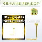 giscge4 10kt gold nose screw with a 2mm prong set peridot stone