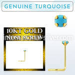giscge7 10kt gold nose screw with 2mm prong set turquoise stone