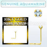 giscge8 10kt gold nose screw with 2mm prong set aquamarine