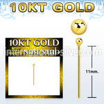 giysb1 10kt gold bend it yourself nose stud with 1.5mm ball top