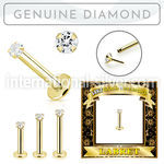 glbdi 14k gold labret 1.5mm prong set with round diamond