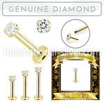 glbdi25 14k gold labret 2.5mm prong set with round diamond