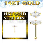 gnbmqm1 14karat yellow gold nose bone prong set cz marquise