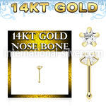 gnbsc1 14karat yellow gold nose bone round cz star