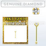 gnpdb2 genuine diamond 14karat gold nose bone stud 2mm prong set round diamond