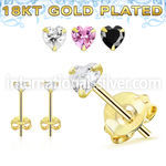 gphzm 18 k gold plated silver earring studs heart one pair