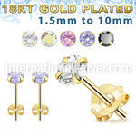 gprzm 1 pair 18k gold plated silver earring studs cz