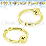 gpsepn 18k gold plated silver fake septum ring with 3mm ball