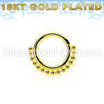 gpspv16 18k gold plated silver seamless septum ring,16g w beads
