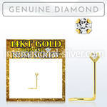 gscdb2 genuine diamond 14karat gold nose screw stud 2mm prong set round diamond