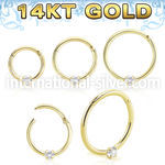 gsegh18z2 14 karat gold hinged segment hoop 18g prong set cz