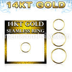 gsel22 14 karat yellow gold seamless nose ring hoop 22g