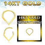 gsgha16 14k yellow gold hinged segment hoop 16g drop shaped