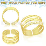 gt564 18k gold plating silver adjustable toe ring three bands