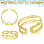 gt796 18k gold plating silver adjustable toe ring two bands