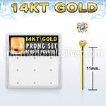 gys2x box 14kt gold bend it nose studs 20g w 1.5mm clear cz 