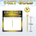 gysb1b 14kt gold nose bend it nose stud, 20g w 1.5mm ball top