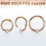 hbcrcr16 rose gold steel hinged ball closure ring w crystal
