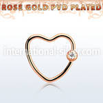 hccrtt16 rose gold steel heart shaped ball closure ring crystal