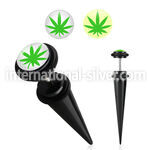 ivtpl2 black acrylic fake taper with marijuana logo o rings