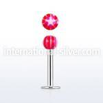 lbdxz steel labret w a 3mm ball w a red white star pattern