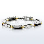 mgb19 steel bracelet with polished angle links gold hinges