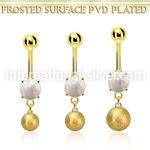 mgofot gold steel belly banana w opal  8mm frosted ball
