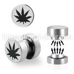 mip6 316l steel magnetic fake plug with marijuana logo