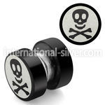 mpls2 black 316l steel magnetic fake plug w skull logo