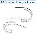 nbvcu sterling silver nose bone double wire curved shape