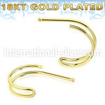 nbvcug 18 karat plating silver nose bone double wire curved