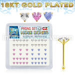 nbzhmg 18k gold plated silver nose bones with prong cz heart
