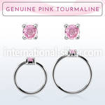 nhge3 silver nose ring w 2mm pink tourmaline casting prong set