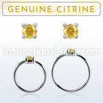 nhge6 silver nose ring w a 2mm citrine in casting prong set