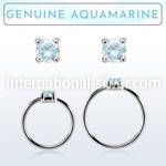 nhge8 silver nose ring w a 2mm aquamarine in casting prong set