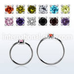 nhz2 silver nose ring w a 2mm cz in casting prong set