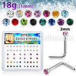 nlc18xm surgical steel nose studs round color gem tops
