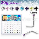 nlzr15xm surgical steel nose studs prong set round mixed cz